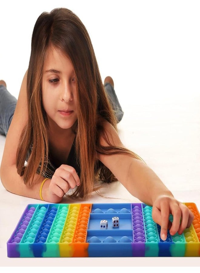 Scribify Big Size Pop Game Fidget Toy Silicone Bubble Rainbow Chess Board Push Popping Sensory Toys for Kids, Jumbo Stress Anxiety Relief Toy Play with Friends- Multi Color (Pop It Game) - Image 5
